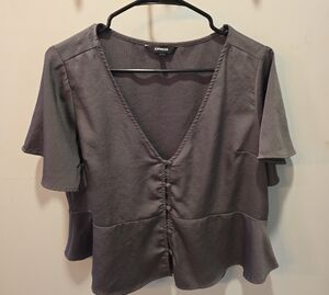 Express Deep Green V-Neck Blouse